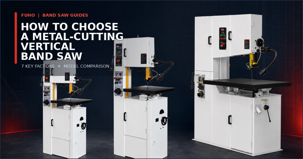 FUHO 14-inch, 20-inch and 36-inch metal-cutting vertical band saw comparison